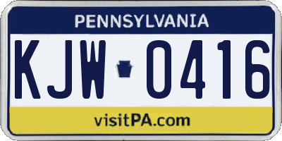 PA license plate KJW0416