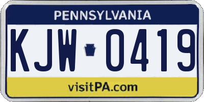 PA license plate KJW0419