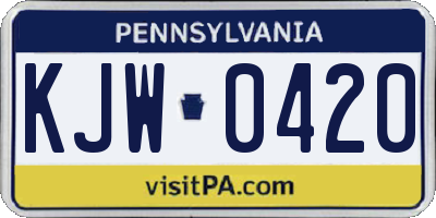 PA license plate KJW0420