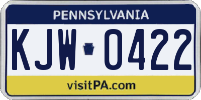 PA license plate KJW0422