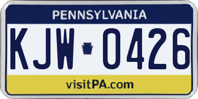 PA license plate KJW0426