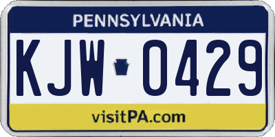 PA license plate KJW0429