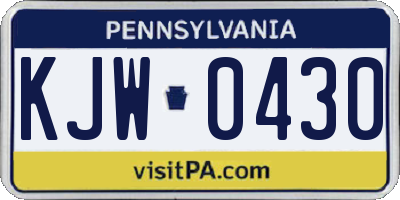 PA license plate KJW0430