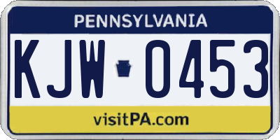 PA license plate KJW0453