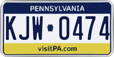 PA license plate KJW0474