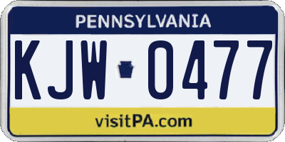 PA license plate KJW0477