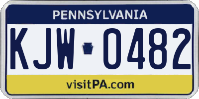 PA license plate KJW0482