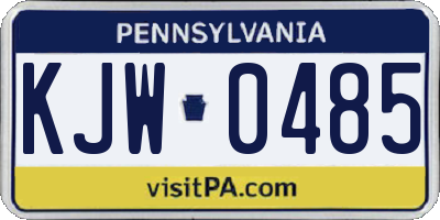 PA license plate KJW0485