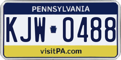 PA license plate KJW0488