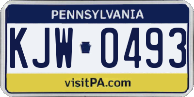 PA license plate KJW0493