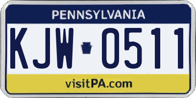 PA license plate KJW0511