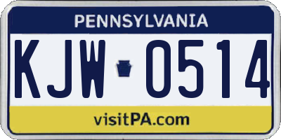 PA license plate KJW0514