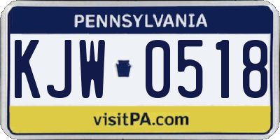 PA license plate KJW0518
