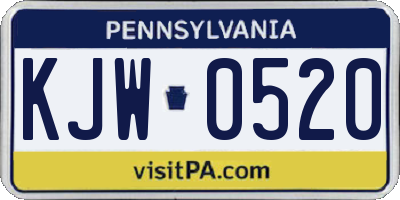PA license plate KJW0520