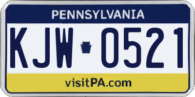 PA license plate KJW0521