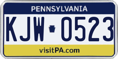 PA license plate KJW0523