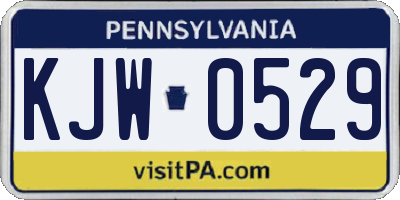 PA license plate KJW0529