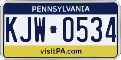 PA license plate KJW0534