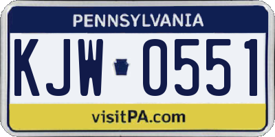 PA license plate KJW0551