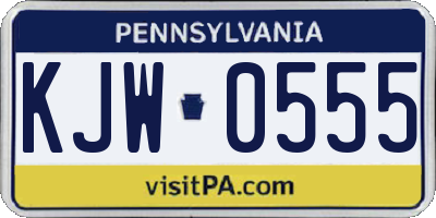 PA license plate KJW0555