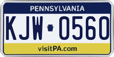 PA license plate KJW0560