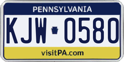 PA license plate KJW0580