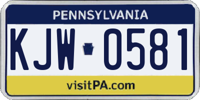 PA license plate KJW0581