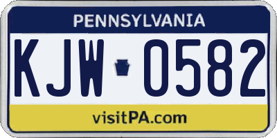 PA license plate KJW0582