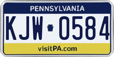 PA license plate KJW0584