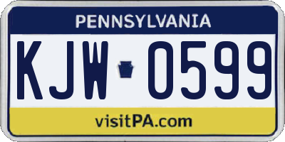 PA license plate KJW0599