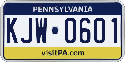 PA license plate KJW0601
