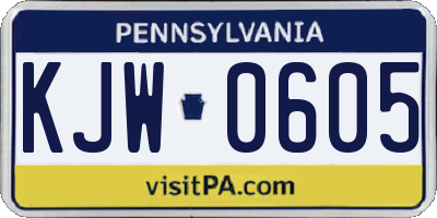 PA license plate KJW0605