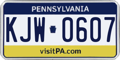 PA license plate KJW0607