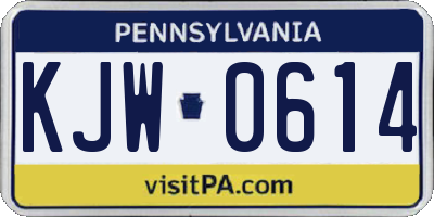 PA license plate KJW0614