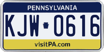 PA license plate KJW0616