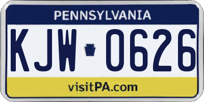 PA license plate KJW0626