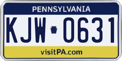 PA license plate KJW0631
