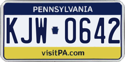 PA license plate KJW0642