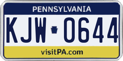 PA license plate KJW0644