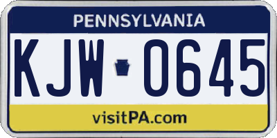 PA license plate KJW0645