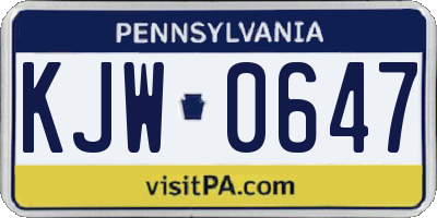 PA license plate KJW0647