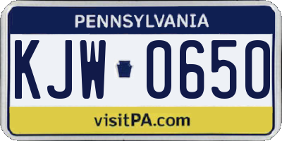 PA license plate KJW0650