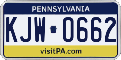 PA license plate KJW0662