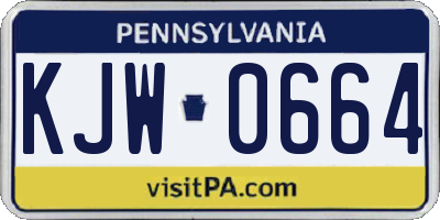 PA license plate KJW0664