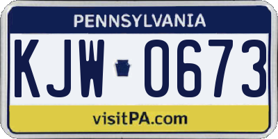 PA license plate KJW0673