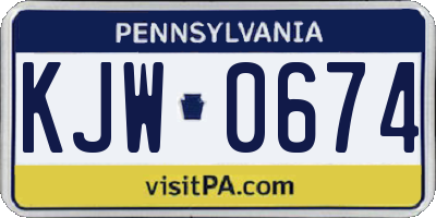 PA license plate KJW0674