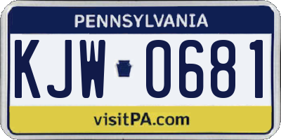PA license plate KJW0681