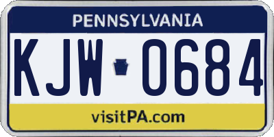 PA license plate KJW0684