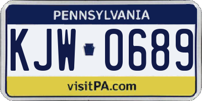 PA license plate KJW0689