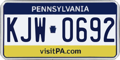 PA license plate KJW0692